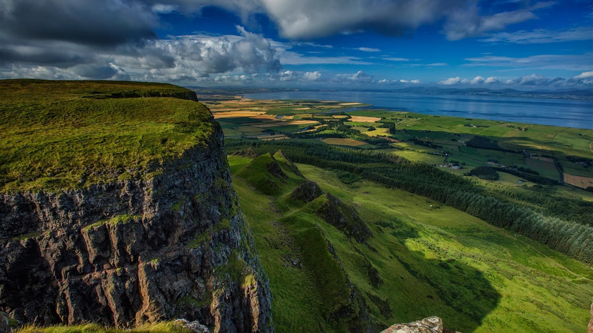 Binevenagh mountain rising above the Magilligan foreland on the Causeway Coast